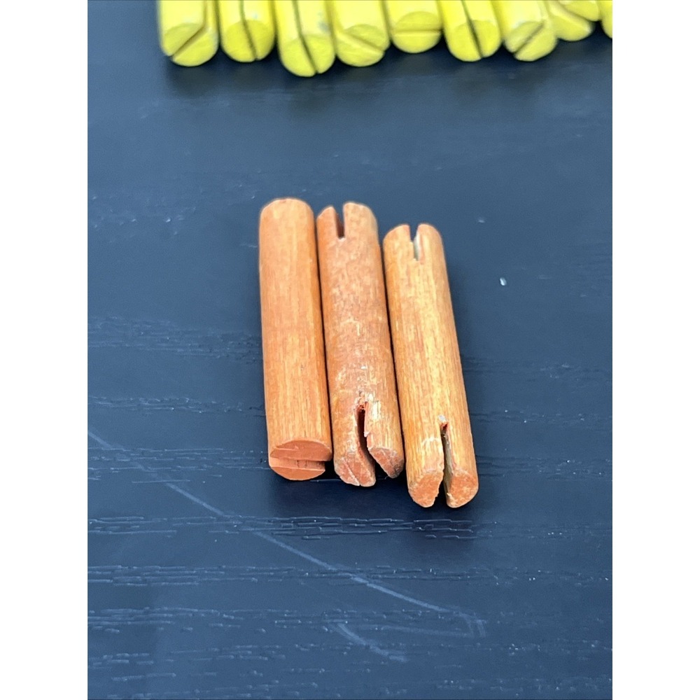 Tinkertoy 22 Wooden Rods Yellow + 3 Orange Replacement Parts Lot Vintage - Picture 3 of 15